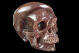 Realistic, Carved Strawberry Quartz Crystal Skull #127572-2